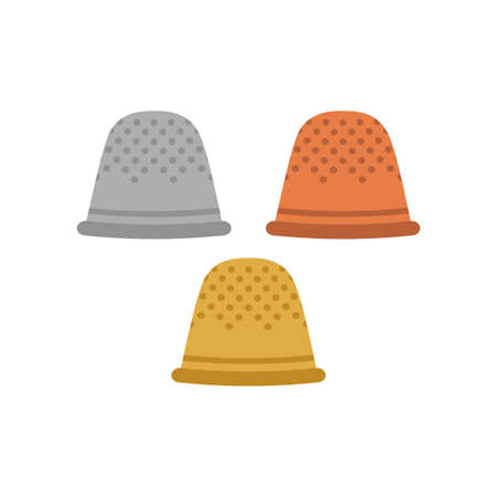 set of colorful sewing thimbles isolated on white background, Flat style design