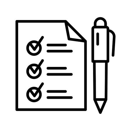 planning icon. Check list, clipboard and pen. Pictogram isolated on a white background.のイラスト素材