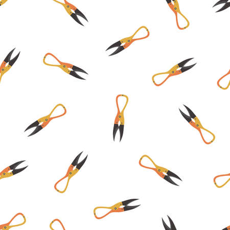 seamless pattern of thread trimming scissors, vector illustration isolated on white, concept sewingのイラスト素材