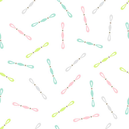 seamless pattern with colorful thread for sewing on white background, perfect for handmade work, needlecraft, wallpaper, gift paper, textile, texture, vector illustrationのイラスト素材