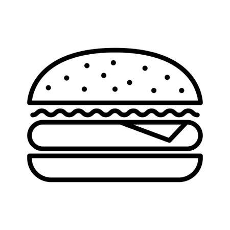 Burger hamburger icon. fast food. Pictogram isolated on a white background. vector illustration.のイラスト素材