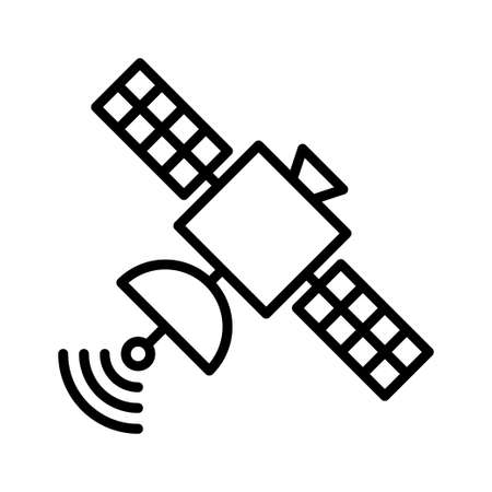Satellite solid icon, navigation and communication. Pictogram isolated on a white background. vector illustration.のイラスト素材