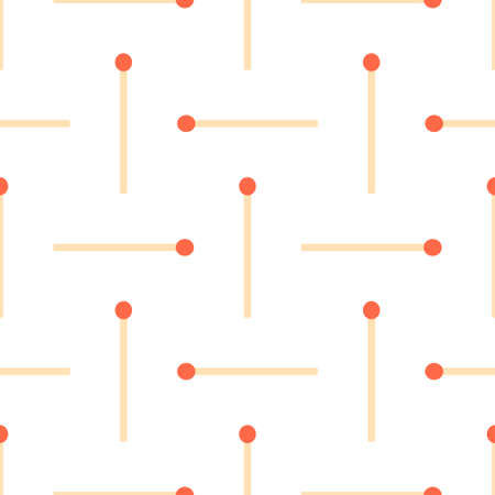 seamless pattern of safety matches isolated on white, wooden matches backdrop, flat style, use for fabric, design package and cover, vector illustrationのイラスト素材