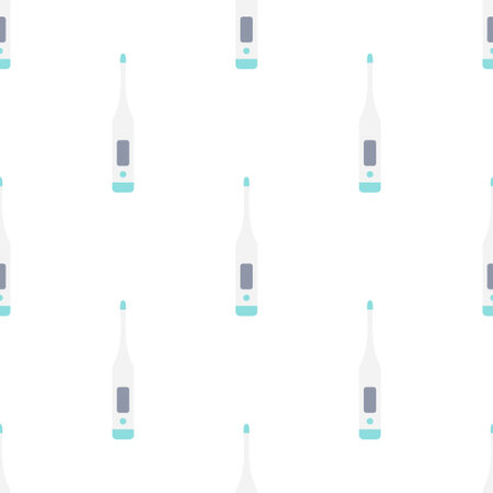 seamless pattern of medical modern electronic thermometers for measuring body temperature on white background, vector illustration in flat styleのイラスト素材