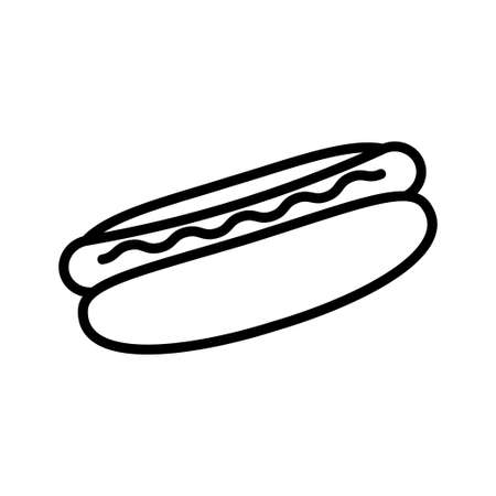 Hot dog line icon. Sandwich. Pictogram isolated on a white background. vector illustration.のイラスト素材