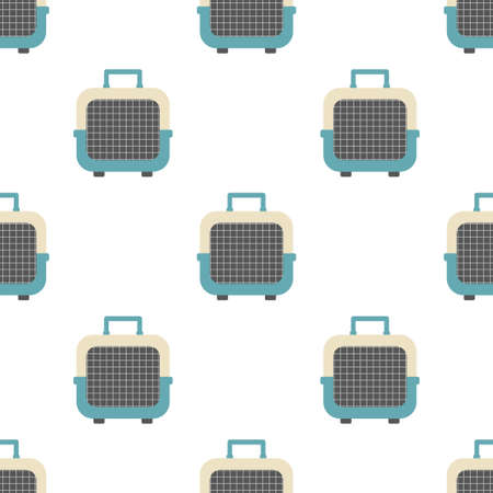 seamless pattern of pet carry case icon isolated on white background, carrier for animals, dog and cat, container for domestic animals, vector illustrationのイラスト素材