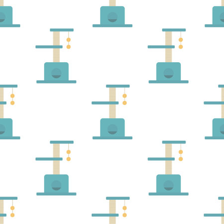 vector illustration of cat scratching post isolated on white, pet accessory for game, jump, scratching and sleep, flat styleのイラスト素材