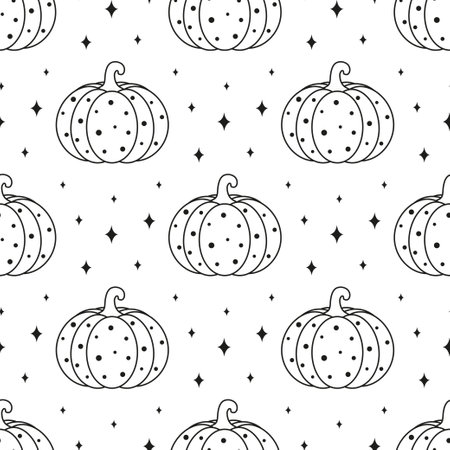 simple pumpkin halloween seamless pattern, cute cartoon thanksgiving background, great for seasonal textile prints, holiday banners, backdrops or wallpapersのイラスト素材
