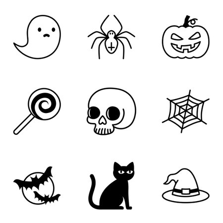 Halloween icon set. Pictogram isolated on a white background. vector illustration.のイラスト素材