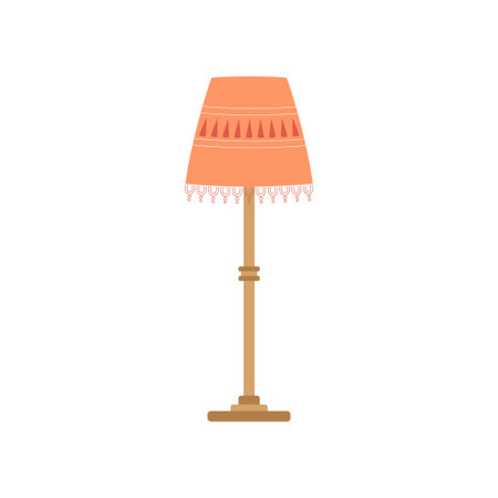 cartoon floor lamp isolated on white background, lighting fixture, home interior decor, vector illustration in scandinavian styleのイラスト素材