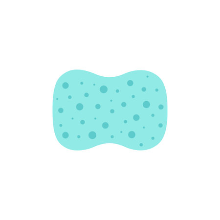 vector illustration in flat style of green sponge, cleaning, washing, personal hygiene simple icon isolated on white backgroundのイラスト素材