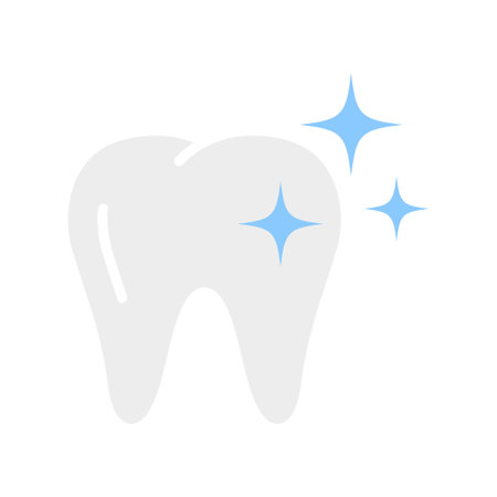 Shiny, healthy tooth. Healthy tooth with glowing effect, teeth whitening concept. vector illustrationのイラスト素材