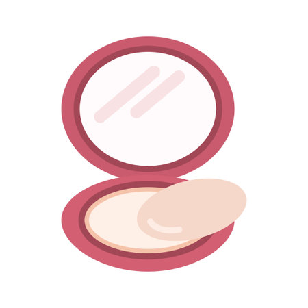 Face cosmetic makeup powder in round plastic case with mirror. vector illustrationのイラスト素材