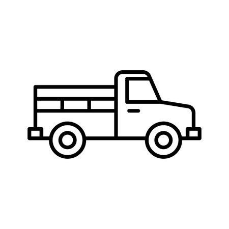Farmer pickup truck icon. Old retro pickup truck, pictogram isolated on a white background. vector illustrationのイラスト素材