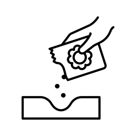 Sowing seeds in ground. Garden package of seeds. Pictogram isolated on white background.のイラスト素材