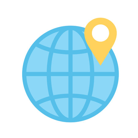 global location icon. Globe with geolocation icon. Location marker on the map. vector illustrationのイラスト素材