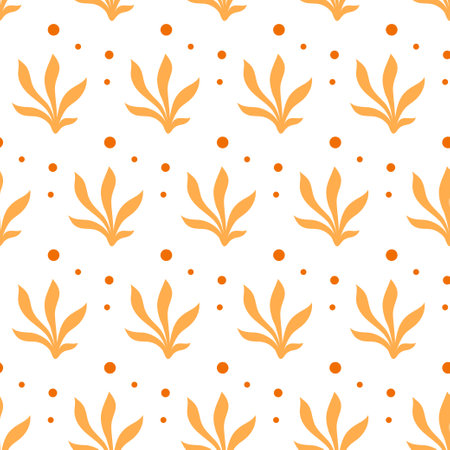 seamless flower pattern, flat botanical ornament with simple nature elements, vector repeating texture, background for textile, print and any your designのイラスト素材