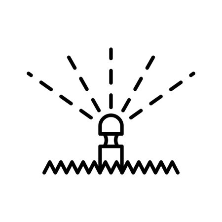Garden sprinkler icon. Automatic lawn watering system. Sprinkler irrigation. vector illustration.のイラスト素材