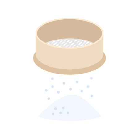 Sifting flour sieve icon. Confectioner sieve flour sifting. Vector illustration isolated on white background.のイラスト素材