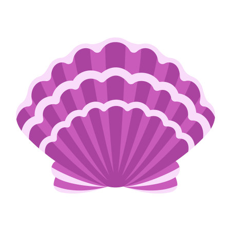 sea travel vector symbol isolated on white background, seashell mollusk underwater life picture, vector illustration of cartoon cute shellのイラスト素材