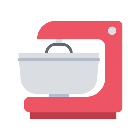 stand mixer icon. Stationary dough mixer with bowl isolated on white background. vector illustration.のイラスト素材