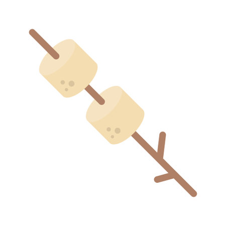 Toasted marshmallow on stick. Roasting marshmallow isolated on white background. vector illustrationのイラスト素材