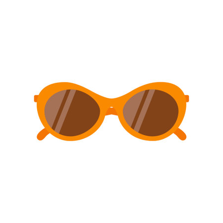 flat vector illustration of cartoon cute sunglasses isolated on white background, orange women's accessory, flat designのイラスト素材