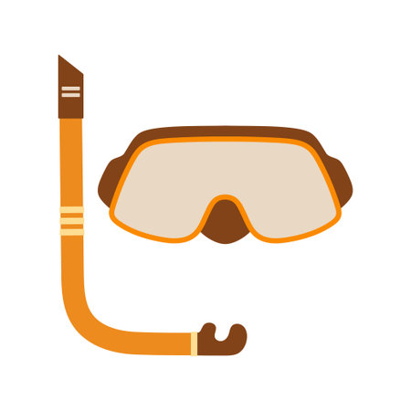 vector cartoon illustration with isolated mask and snorkel, summer hobby diving equipment, vacation travel sea icon, beach background designのイラスト素材