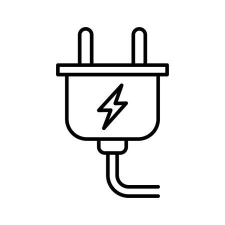 Electrical plug with lighting icon. Plug with wire isolated on white background. vector illustrationのイラスト素材