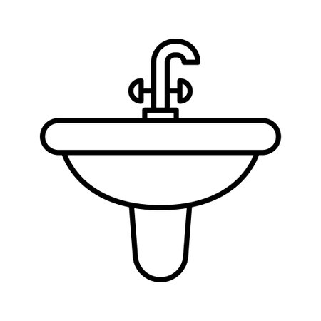 Bathroom sink icon. Household equipment with faucet for washing with water. Washbasin plumbing for kitchen or bathroom. vector illustrationのイラスト素材