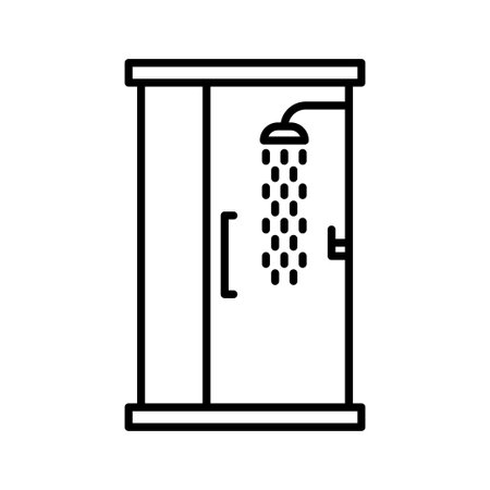 Shower cabin icon.Bathroom isolated on white background. Vector illustration in line style.のイラスト素材