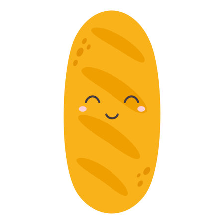 cartoon vector illustration of funny loaf isolated on white background, bakery character with human faceのイラスト素材