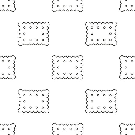 crunchy crackers cartoon vector seamless pattern, crispy cookies texture, delicious breakfast snacks decorative backdrop in silhouette, homemade baking, wallpaper, textile, wrapping paper flat designのイラスト素材