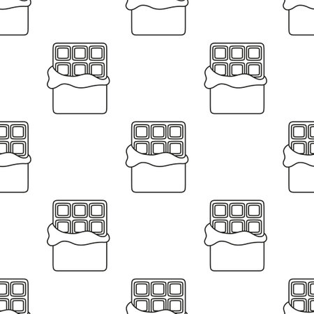 simple cartoon seamless pattern of chocolate bar in contour on white backgroundのイラスト素材
