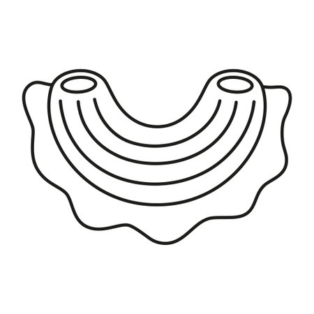 italian pasta, sketch of macaroni in flat style, traditions of Italian cuisine, black and white vector drawing isolated on white backgroundのイラスト素材