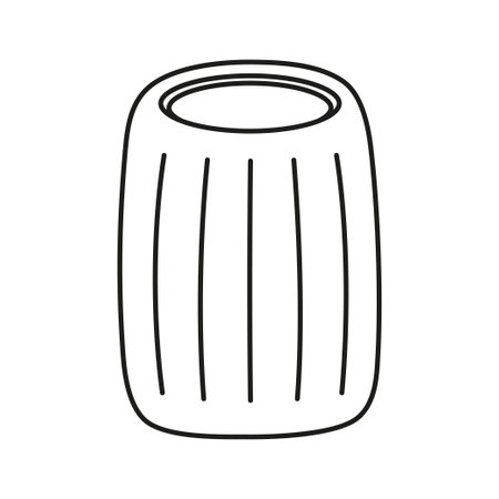 vector illustration of Italian pasta isolated on white background, black and white rigatoni, traditional Italian food in flat styleのイラスト素材