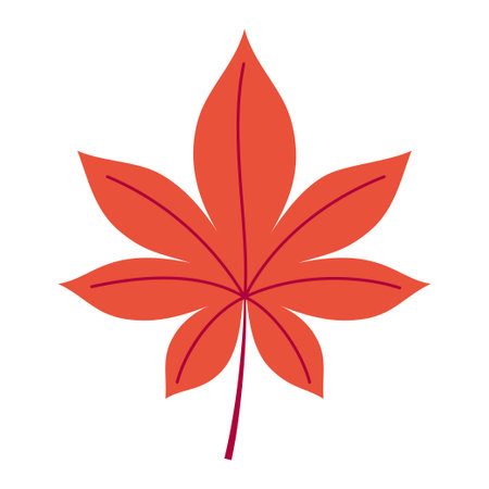 cute colorful leaf isolated on white background, autumn flat vector illustration, fall conceptのイラスト素材