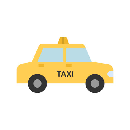 Taxi car icon, side view, isolated on white background. Vector illustrationのイラスト素材