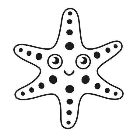 poster of vector cute cartoon starfish in flat style isolated, vector illustration of sea animal character for cardのイラスト素材