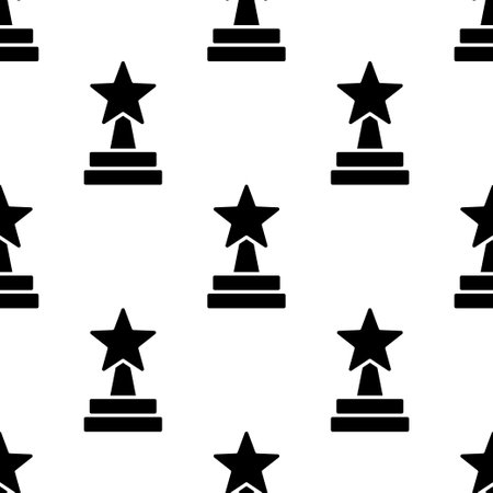 Award with star. Cup with star seamless pattern. Championship or competition trophy. Sports achievement sign. Vector illustrationのイラスト素材