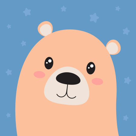 cute bear in flat design, vector illustration isolated on white background, scandinavian cartoon style, concept for children printのイラスト素材