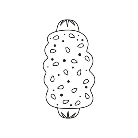 black and white vector illustration of sausage dough in flat style, fast food conceptのイラスト素材