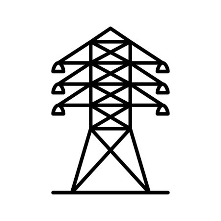 Electric tower glyph icon. Electricity pylon. Energy electric tower. Vector illustrationのイラスト素材