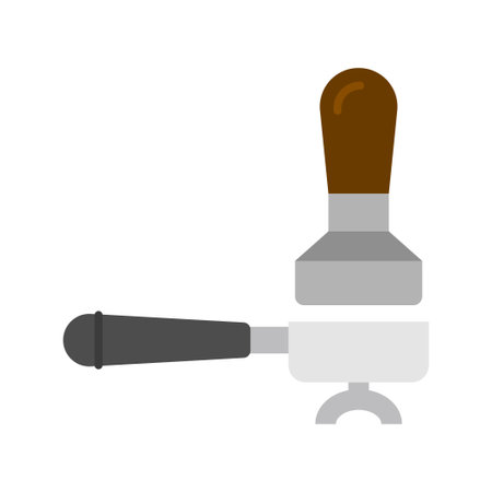 Portafilter and tamper icon. Coffee equipment. Vector Illustrationのイラスト素材