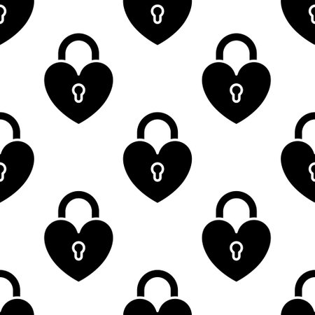 Seamless pattern, heart shaped padlock. Background for Valentine's Day. Vector illustrationのイラスト素材