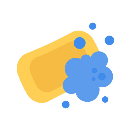 Bar of soap with foam, soap bubbles. Vector illustration.のイラスト素材