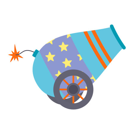 circus cannon icon isolated, cartoon flat vector illustrationのイラスト素材