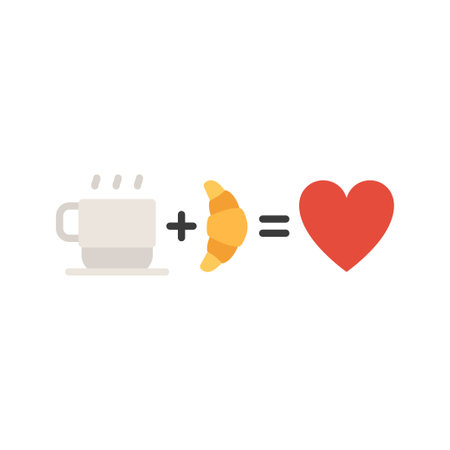 Good morning. Breakfast with croissant and cup of coffee. Good morning. Vector Illustrationのイラスト素材