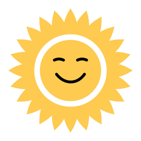 Happy sun icon. Cute smiling summer sunshine. Vector illustrationのイラスト素材