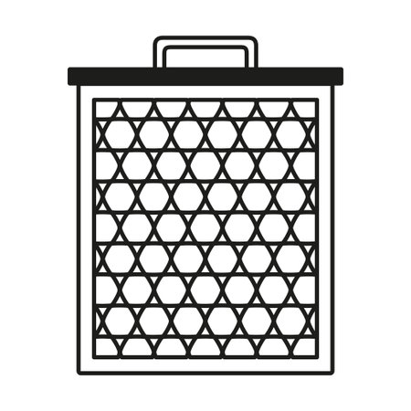 outline honeycomb frame icon isolated on white background, hive frame in flat styleのイラスト素材